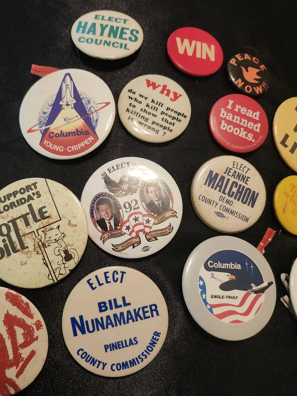 Columbia White, Blue & Red Vintage Campaign Button Lot